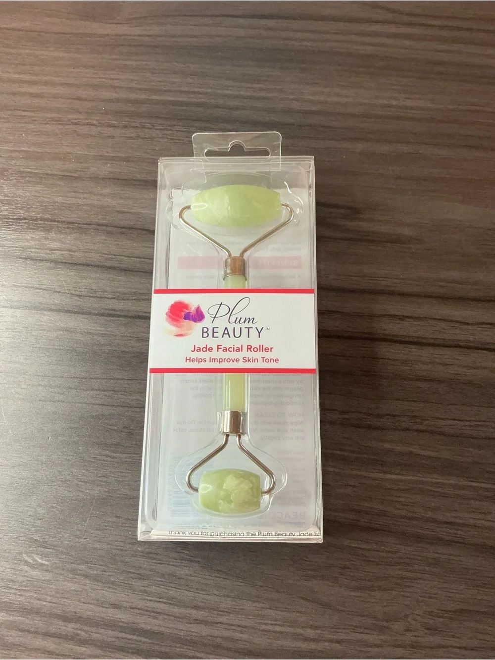 Plum Beauty Jade Facial Roller Dual Ended Skin Massager NWT